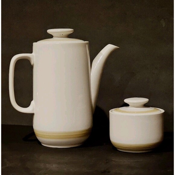 VINTAGE Impressions by Danielle Stoneware Coffee Pot Sugar Bowl Japan MCM EUC - Picture 1 of 10